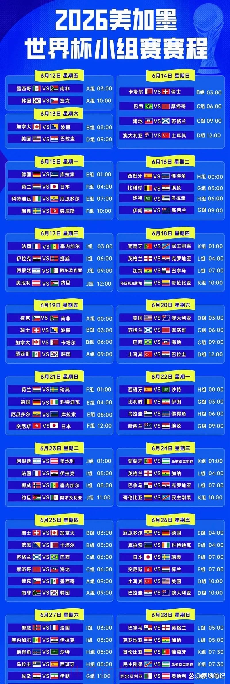 世界杯赛程公布时间与详细安排 世界杯赛程公布时间与详细安排